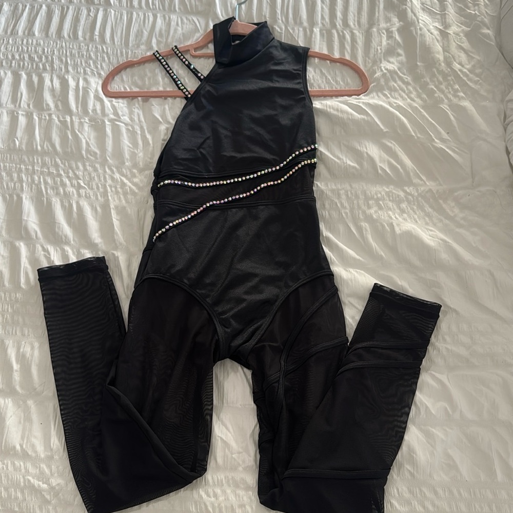Weissman black mesh unitard dance costume size MC